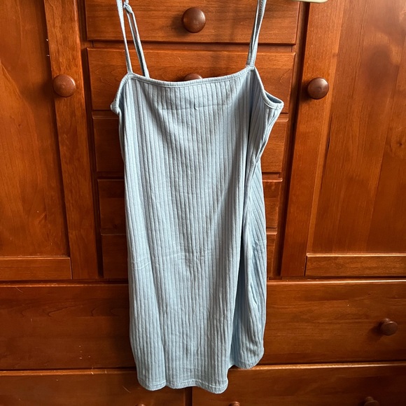 Light Blue Rib Knit Dress - Picture 3 of 5